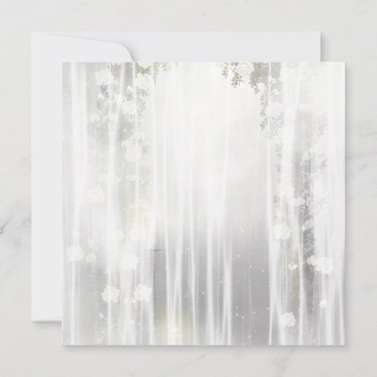 Elegante Witte Rozen Witte Quinceanera Uitnodiging (Achterkant)