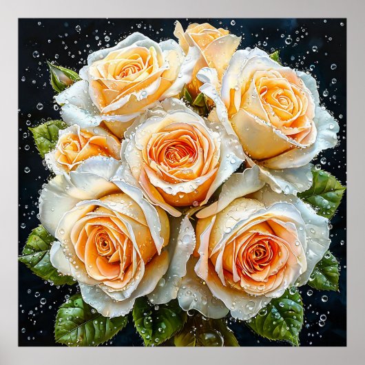 🌹 Elegante witte rozenboeket voor een rustig thui Poster (Voorkant)