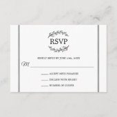 Elegante witte RSVP Franse stijl Branches Monogram Informatiekaartje (Voorkant)
