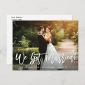 Elegante witte rustieke script bruiloft Aankondigi Briefkaart (Voorkant / Achterkant)