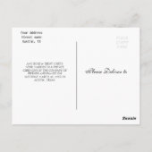 Elegante witte rustieke script bruiloft Aankondigi Briefkaart (Achterkant)