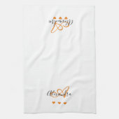 Elegante witte saffraan script naammonogram  theedoek (Verticaal)