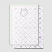 Elegante Witte & Sage Groene Crest Monogram Huweli Vellum Uitnodigingen (Offset (Uitnodiging))