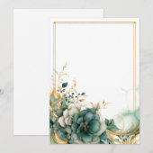 Elegante witte, salie en gouden bloemen Blank  Kaart (Voorkant / Achterkant)