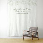 Elegante witte salie groene achtergronden banner wandkleed (In situ)