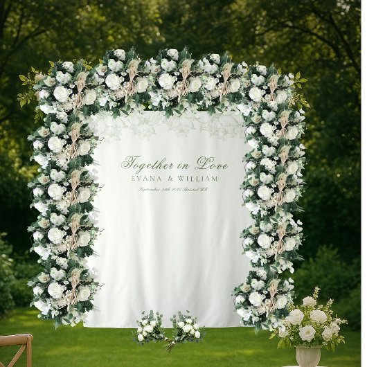 Elegante witte salie groene achtergronden banner wandkleed