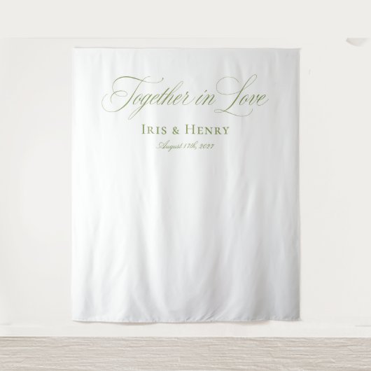 Elegante witte salie groene bruiloft achtergronden wandkleed (Voorkant)