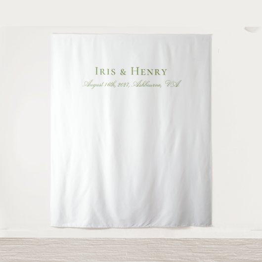 Elegante witte salie groene bruiloft achtergronden wandkleed (Voorkant)