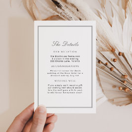 Elegante witte salie groene bruiloft details Invoe Informatiekaartje