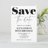 Elegante witte Save the date 98e verjaardag Kaart (Staand voorkant)