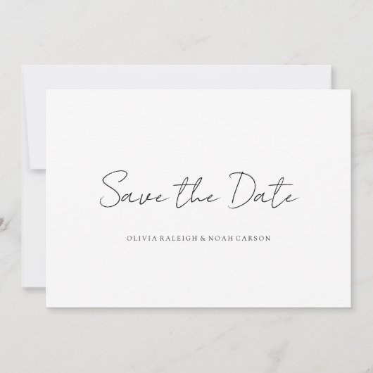 Elegante witte Save the Date-huwelijkskaart met sc Save The Date (Voorkant)