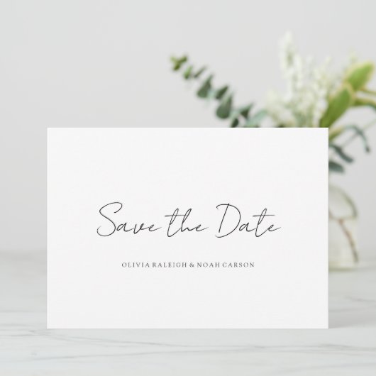 Elegante witte Save the Date-huwelijkskaart met sc Save The Date (Staand voorkant)