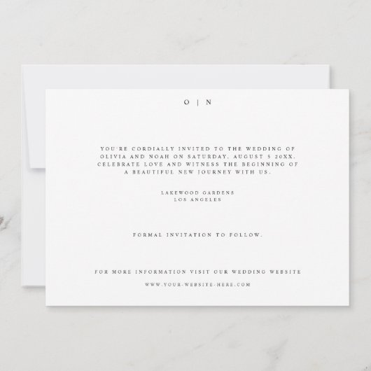 Elegante witte Save the Date-huwelijkskaart met sc Save The Date (Achterkant)