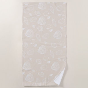 Elegante witte schelpen beige patroon strandlaken