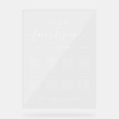 Elegante witte script 8 tafel huwelijks zitplaatsk acryl bord (Voorkant)
