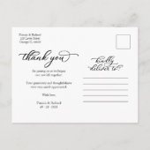 Elegante witte script foto dank je wel briefkaart (Achterkant)