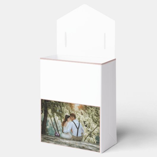 Elegante witte script foto trouw bedankt bedankdoosjes (Geopend)