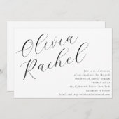 Elegante witte script kalligrafie Bat Mitzvah Kaart (Voorkant / Achterkant)
