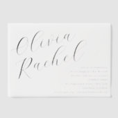 Elegante witte script kalligrafie Bat Mitzvah Vellum Uitnodigingen (Voorkant)
