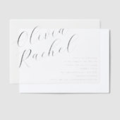 Elegante witte script kalligrafie Bat Mitzvah Vellum Uitnodigingen (Offset)