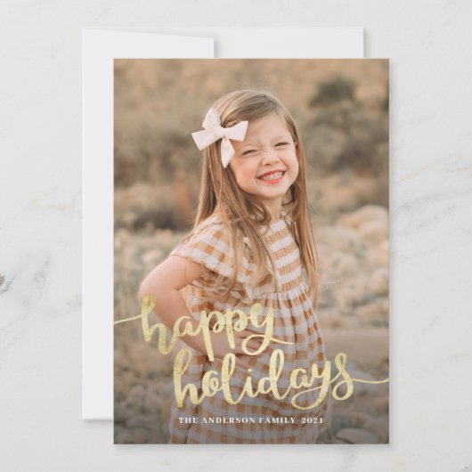 Elegante witte script kalligrafie Happy Holiday Ca Feestdagenkaart (Voorkant)