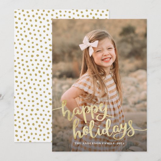 Elegante witte script kalligrafie Happy Holiday Ca Feestdagenkaart (Voorkant / Achterkant)