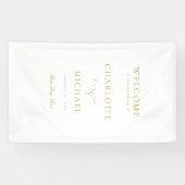 Elegante, witte, script lettertype "Welkom" bruilo Spandoek (Horizontaal)