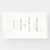 Elegante, witte, script lettertype "Welkom" bruilo Spandoek (Horizontaal)