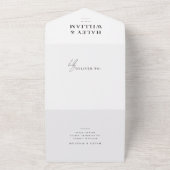 Elegante witte script minimalist alles-in-één trou all in one uitnodiging (Buitenkant)