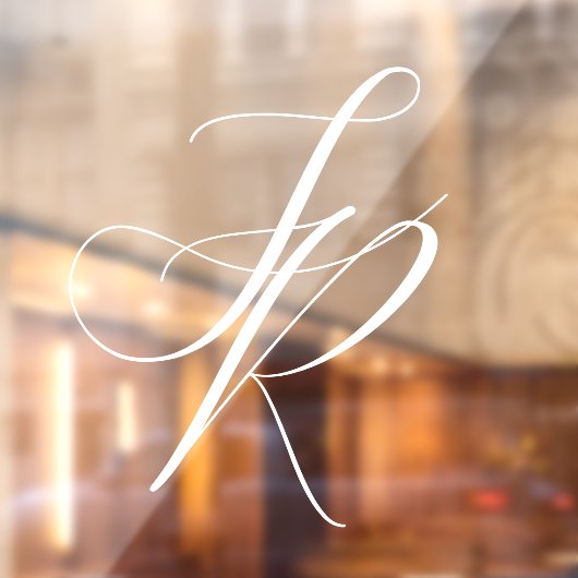 Elegante witte script monogram bruiloft raamsticker (Vel 2)