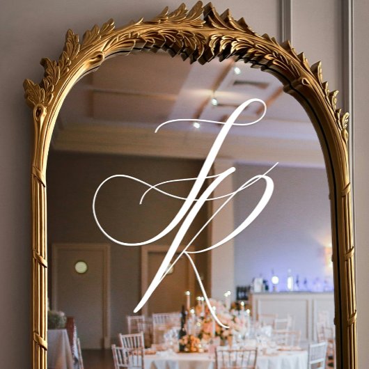 Elegante witte script monogram bruiloft raamsticker