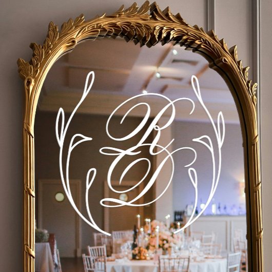 Elegante witte script monogram krans bruiloft raamsticker