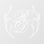 Elegante witte script monogram krans bruiloft raamsticker (Vel)