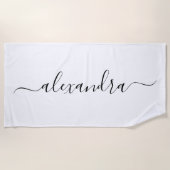Elegante witte script naam strandhanddoek strandlaken (Voorkant)