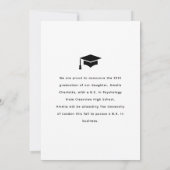 Elegante witte Script Overlay Afstuderen Foto Aankondiging (Achterkant)