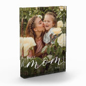 Elegante witte script Persoonlijke Beste Moeder Oo Fotoblokken (Links)