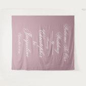 Elegante witte script stoffige roze huwelijksfeest wandkleed (Voorkant (horizontaal))