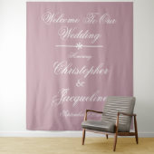 Elegante witte script stoffige roze huwelijksfeest wandkleed (In situ)