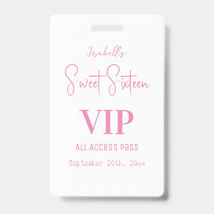 Elegante witte script sweet sixteen uitnodiging VI Badge