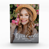 Elegante witte scriptie afstuderen fotoblokken (Voorkant)