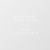 Elegante witte serif script paar namen bruiloft raamsticker (Vel)