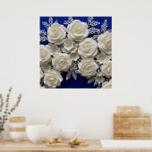 Elegante Witte Sierrozen Poster (Keuken)
