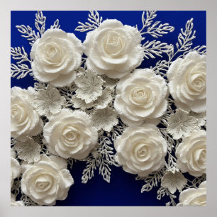 Elegante Witte Sierrozen Poster