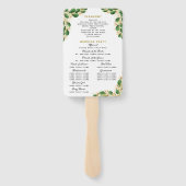 Elegante witte smaragd eucalyptus bruiloft program handwaaier (Achterkant)