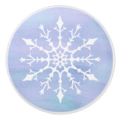 Elegante witte sneeuwvlok kerstvakantie keramische knop (Voorkant)