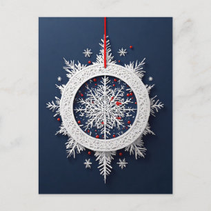 Elegante Witte Sneeuwvlok Ornament Briefkaart