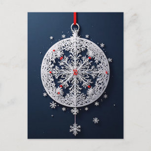 Elegante Witte Sneeuwvlok Ornament Briefkaart