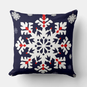 Elegante Witte Sneeuwvlok Ornament Kussen