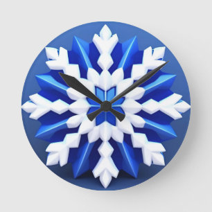 Elegante Witte Sneeuwvlok Winterdecoratie Ronde Klok