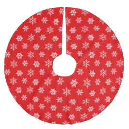 Elegante witte sneeuwvlokken op rood kerstboom rok